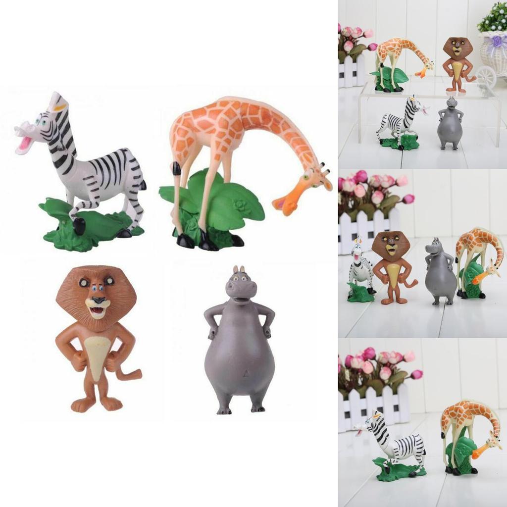 Figuras de Acción de la Película Madagascar 4 Piezas Colección de Muñecos Juguete Para Niños Lindo Y Mini Juguete