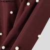 INCERUN Oversized Men Elastic Waist Front Pearl Decoration Patchwork Casual Long Pants Trousers 