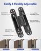 Verdeckte Scharniere 6 Zoll Zinklegierung 3D Verstellbar Soft Close Schwarz 2 Stück
