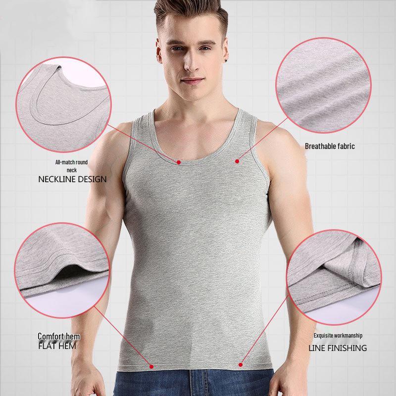 Men's All-Season Pure Cotton Tank Top Casual Undershirt