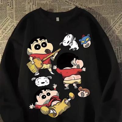 2025 Herrar Tecknad Crayon Shin-chan Tröja: College-stil, Rund hals, Lös passform, Mångsidig för par, Höst/Vinter Topp