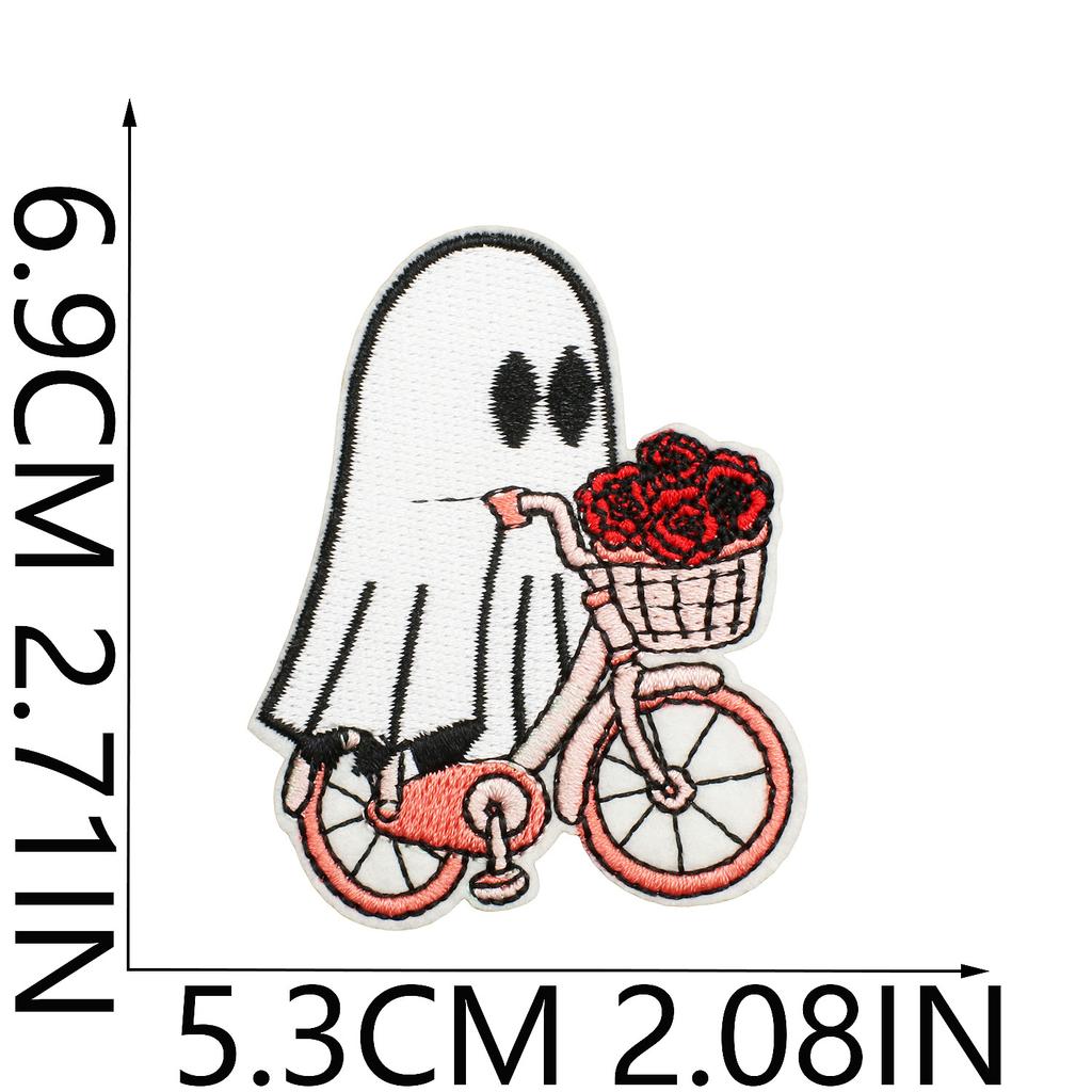 Halloween Cat Ghost Embroidery Cloth Sticker Holiday Decoration Flowers Witch Embroidery Chapter A Piao Bicycle Patch Sticker