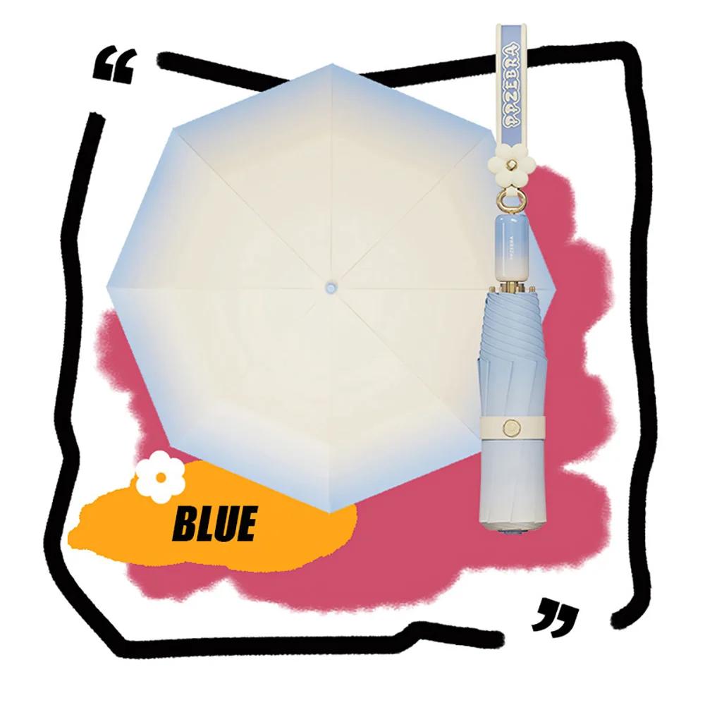 

High Quality Gradient Color Umbrella 3 Folding UPF50+ UV Protection Paraguas Sunny and Rainy Dual Use for Women Umbrella Gift metal-fiber composite&8K