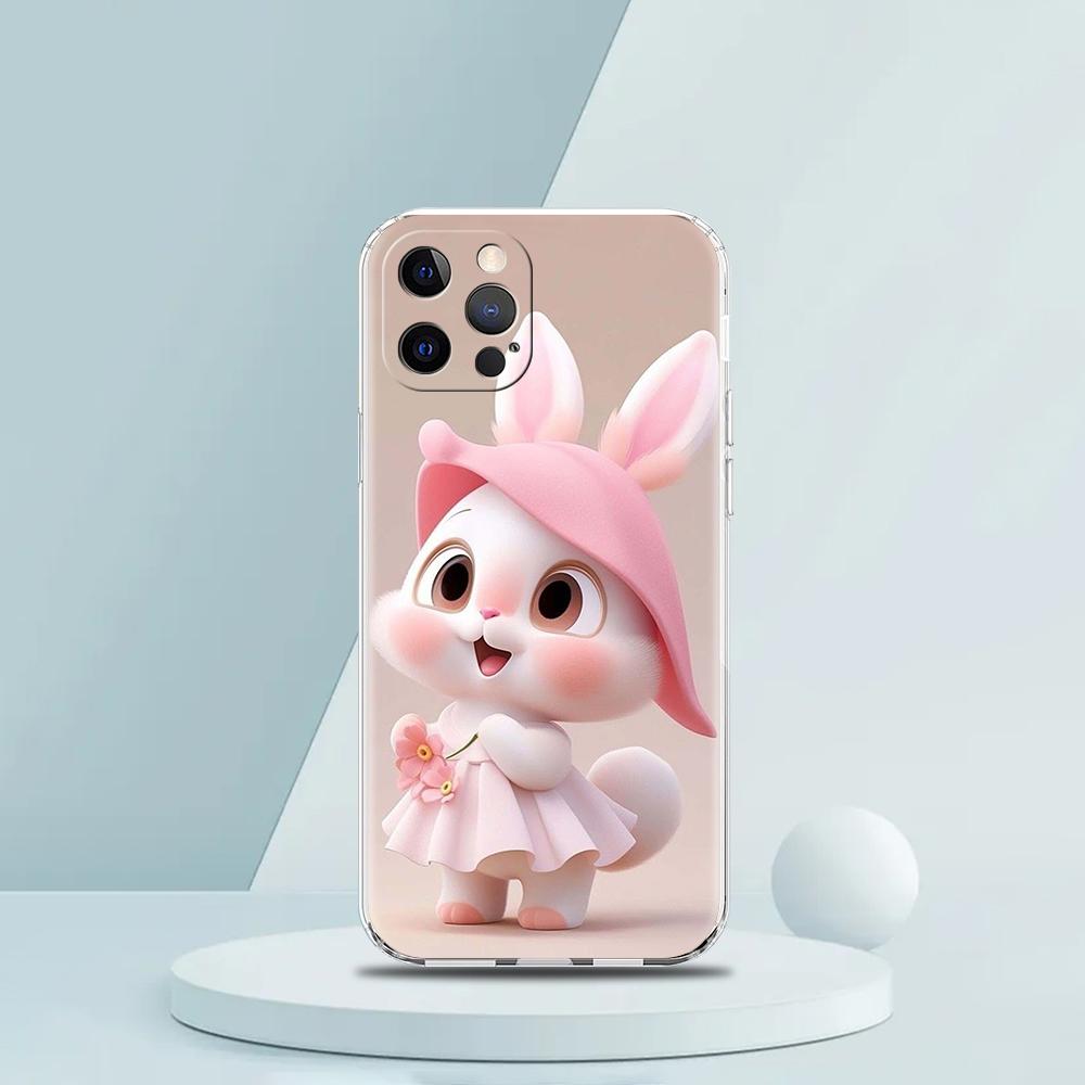 

Милый Кролик в Фиолетовой Шляпе Чехол для Телефона для iPhone 16 15 14 13 12 Pro Max Прозрачный для iPhone 11 Pro Max 7 8 Plus XS Сумка iPhone 11