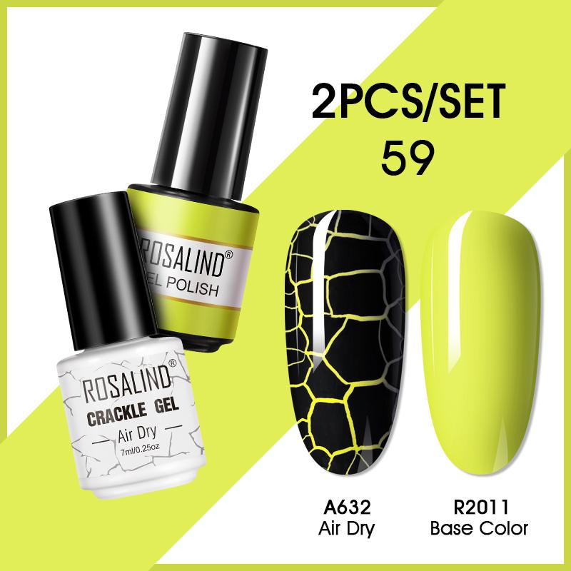 ROSALIND 7ml Nagelgel Nagellack Cracked Gel Semi-Permanent Esmalte Hybrid Lack UV Nagelkleber Nagellack Primer Matt 2er Set