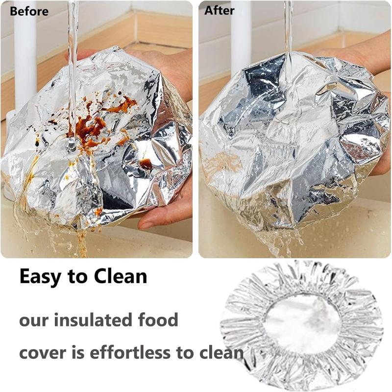 Durable Reusable Aluminum Foil Food Covers 20pcs Food Grade Oil Proof Lids Perfect for Home Kitchen Party Food Fresh Keeping