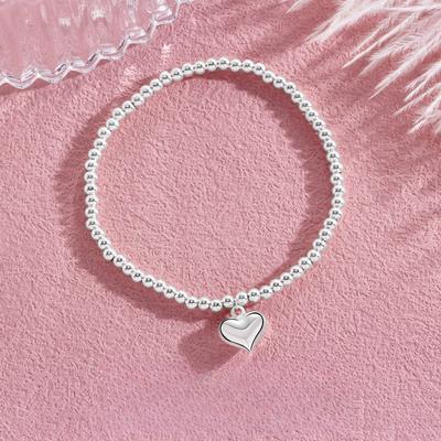 Sweet Love Round Bead Bracelet Women Niche Simple Design Ins Wind Elastic Bracelet Jewelry Women