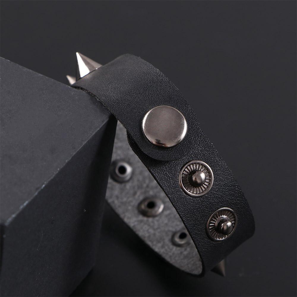 Retro Pointed Zinc Zinc Alloy Unisex Punk Female One-row PU Leather Bangles Wristband Jewelry Rivet Bracelets