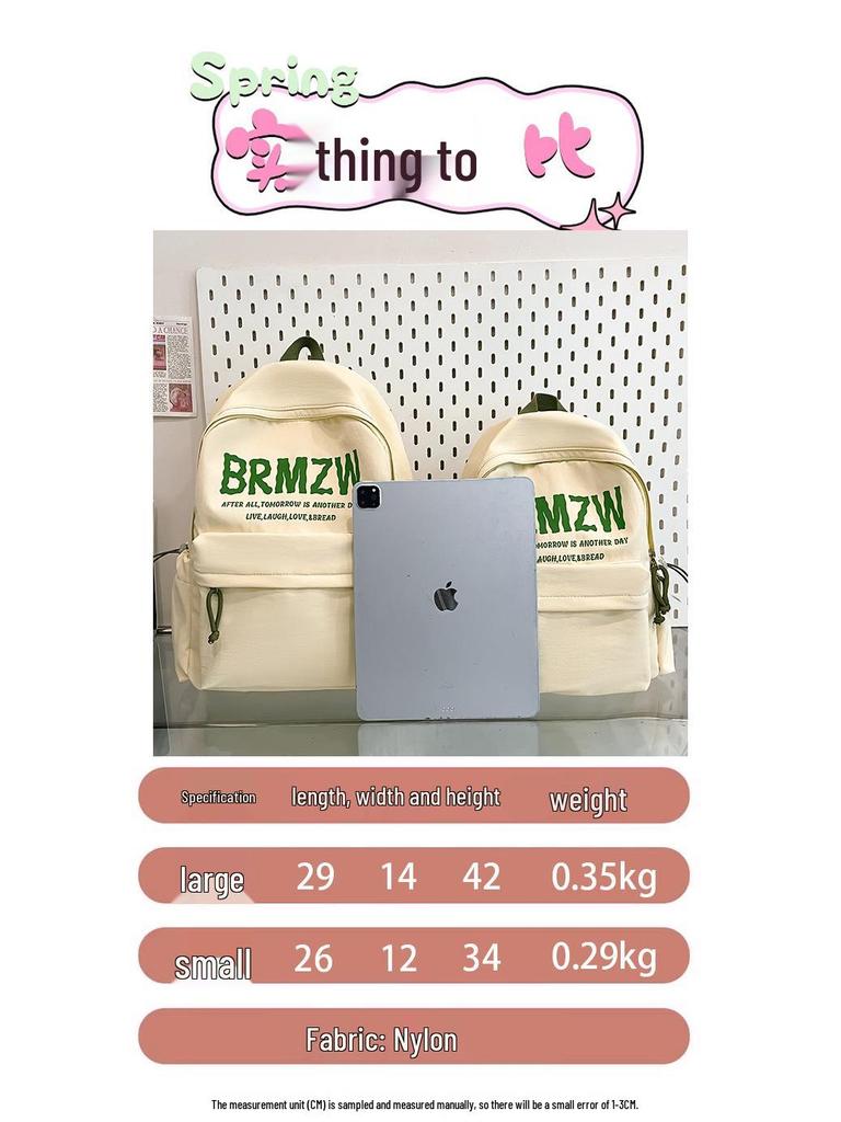 Color Block Canvas Backpack for Girls – Large Capacity School Bag