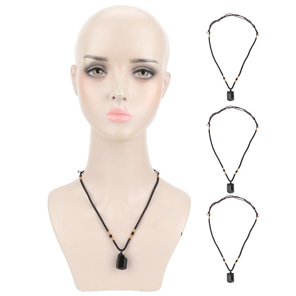 4Pcs Adjustable Rope Stone Pillar Pendant Sweater Chain Necklace Clothing Accessories