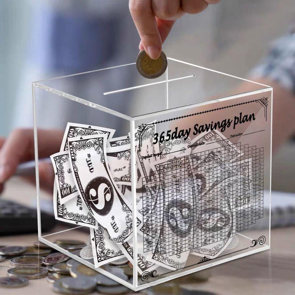

Acrylic Cash Money Saving Box Unbreakable Digital Piggy Bank New Money Bank for Adults
