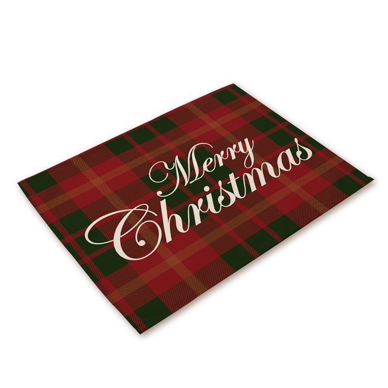 Western Style Stain-Proof Linen Placemat - Heat-Insulating and Decorative Christmas Table Mat
