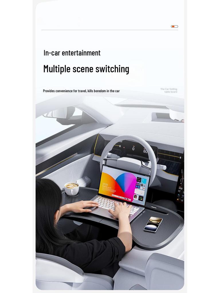 Multifunctional Car Interior Stand: Folding Dining Table & Computer Desk for Front Console.