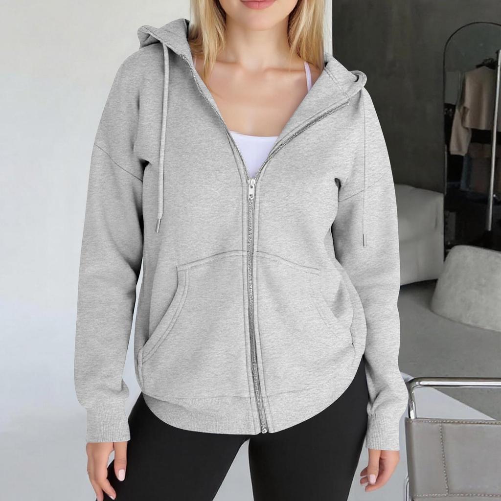 Womens Zip Up Hoodies Oversized Sweatshirts Fall Fashion Outfits Casual Jackets