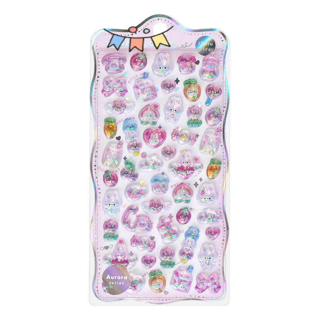 Cartoon Bowknot Animals Rainbow Gradient 3D Relief Stickers Cute Stationery Diy Scrapbooking Journal Sticker Decor Art Supplies