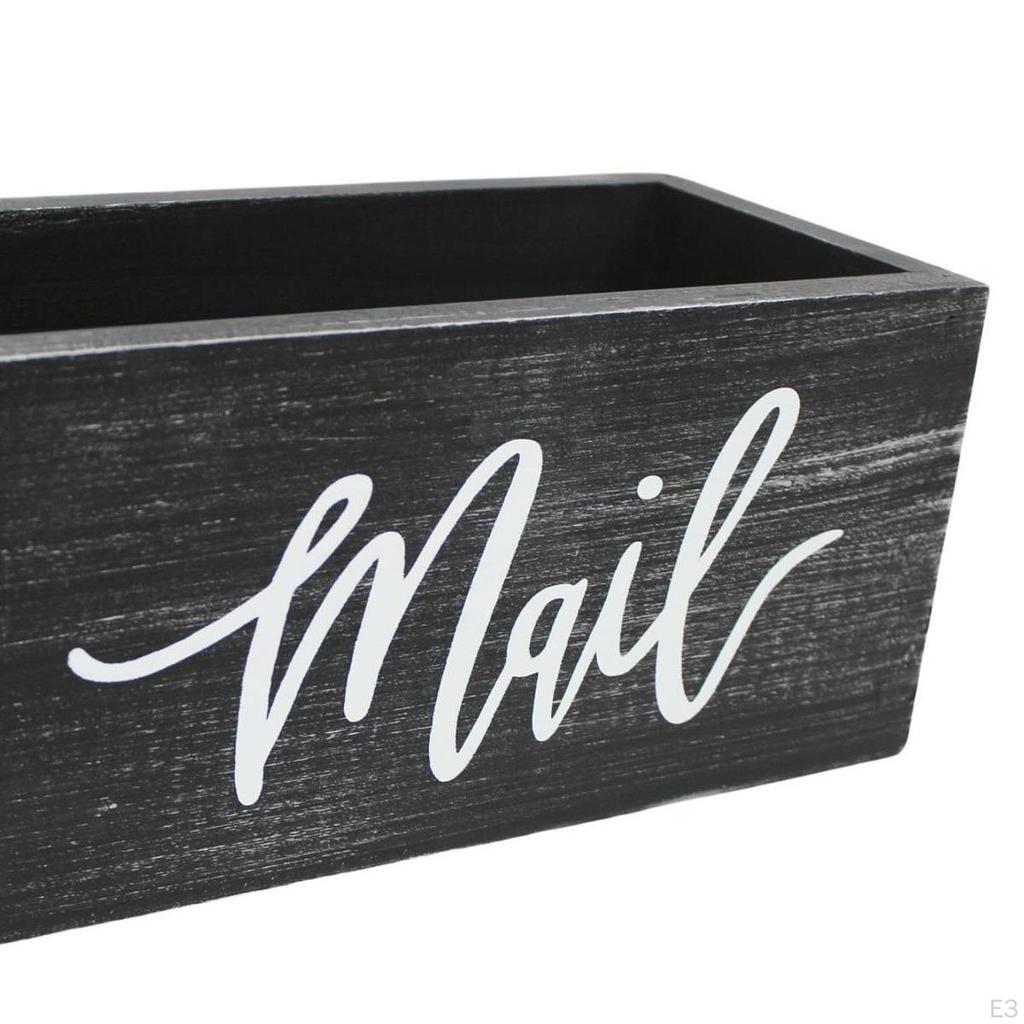 Wood Mail Box Storage Holder Letter Desk Organizer Rustic Basket Tabletop Mailbox for Home