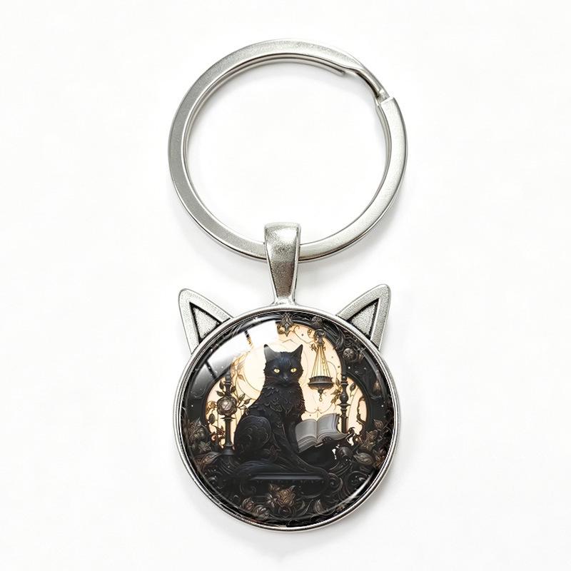 Yin Yang Double Cat Ear Gem Keychain - Trendy Unisex Alloy Accessory