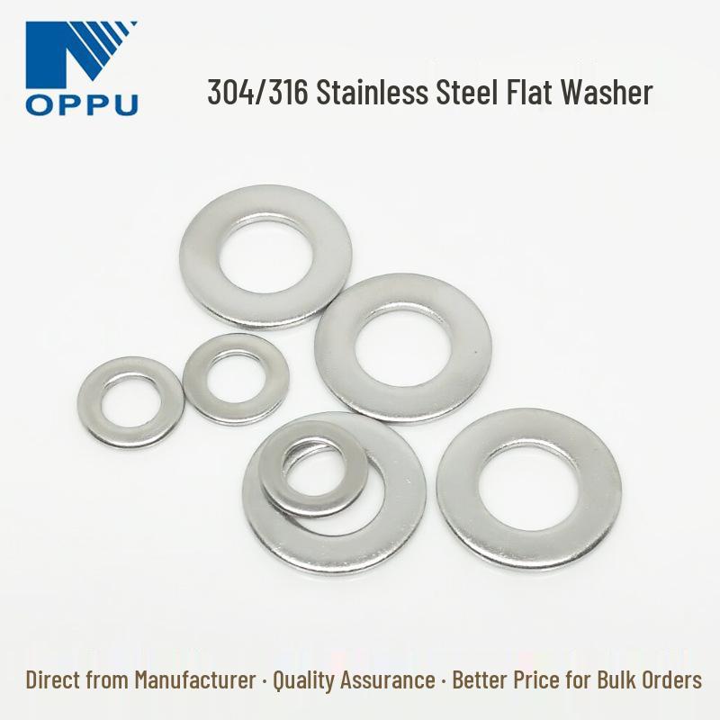 Stainless Steel 304/316 Flat Washers, M1.6-M48 Standard Sizes