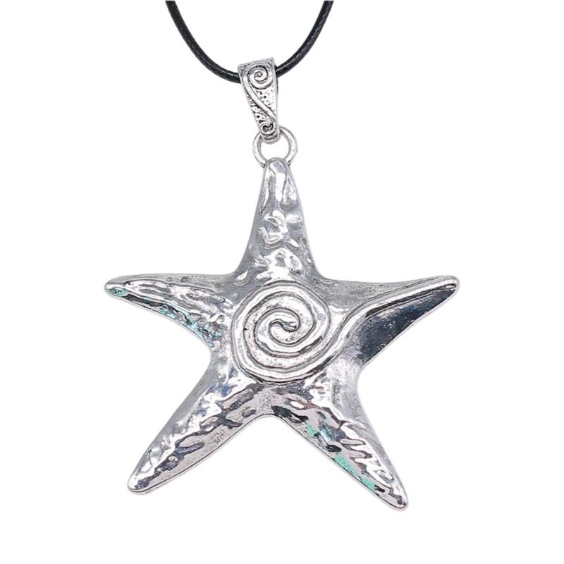 

Big-Star Necklace Fashion Y2K Pentagram Pendant Clavicle Chain Jewelry for Women Exaggerate Charm Wax Chain Necklace 1