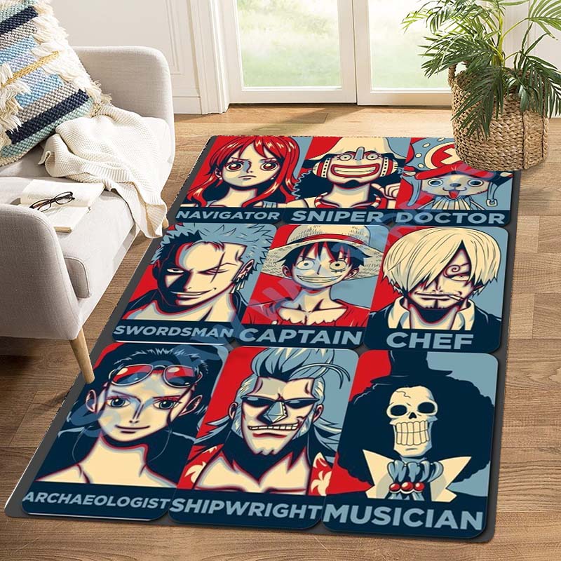 One Piece Straw Hat Pirates Square Floor Mat Living Room Bedroom Decor,Cartoon Welcome Mat