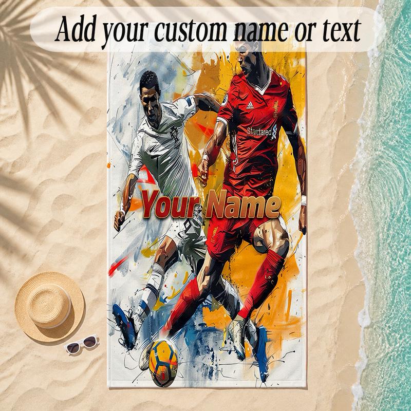 Beach TowelCristiano Ronaldo Custom Name Text Personalized Soft Towel for Beach Pool Indoor Home Decor Gift