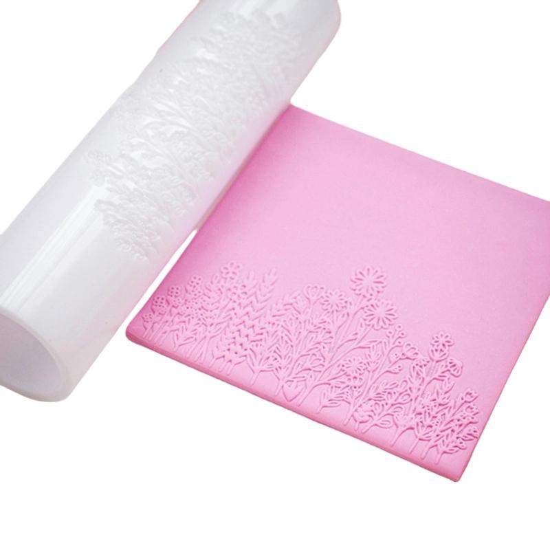Ergonomic Floral Pattern Clay Embossing Roller For Polymer Jewelry Making Earrings Crafting Supplies Rolling Pin
