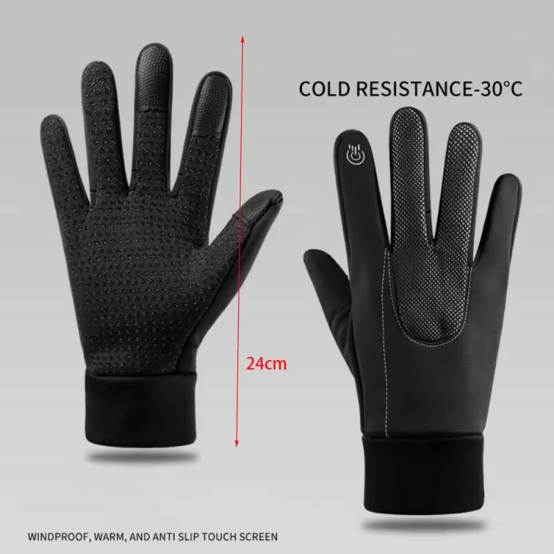 New Outdoor Skiing Cycling Warm Gloves Silicone Anti Slip Touch Screen Inner Side for Unisex Thick Warm Full Finger Gloves