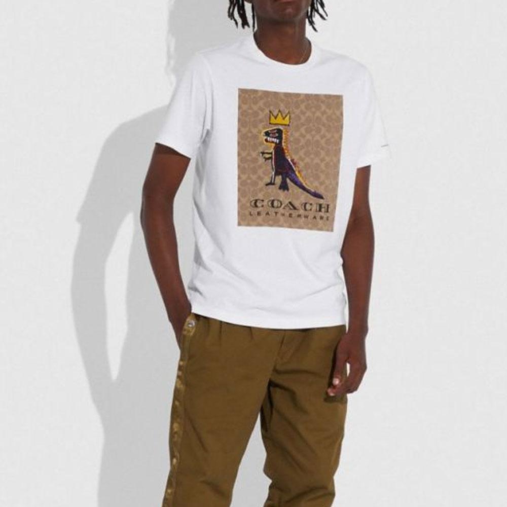 Coach X Jean-Michel Basquiat Collaboration SS23 Cartoon Print Crew Neck Short Sleeve T-Shirt Men Tops 6669-WHT