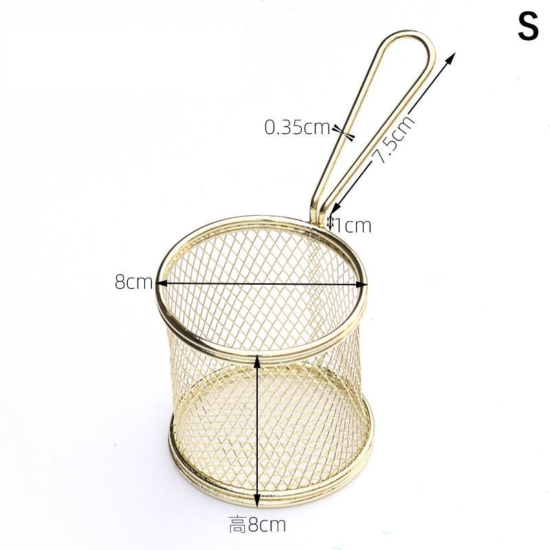 1 ks Fritovací koš z uhlíkové oceli Multifunkční Mini koš na smažení hranolků Kreativní kulatý fritovací koš s odděleným olejem
