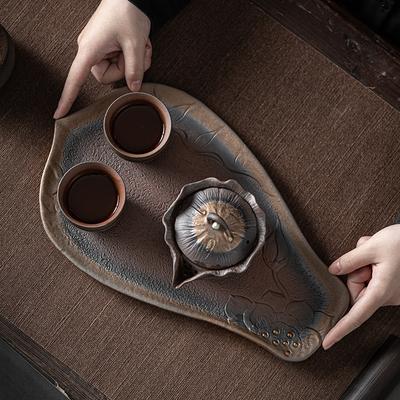 Japanese Bodhi Dry Foam Tray Saucer Plate Gold Plated Tito Plate Stone Tea Set Kitchen Restaurant Bar Home Garden