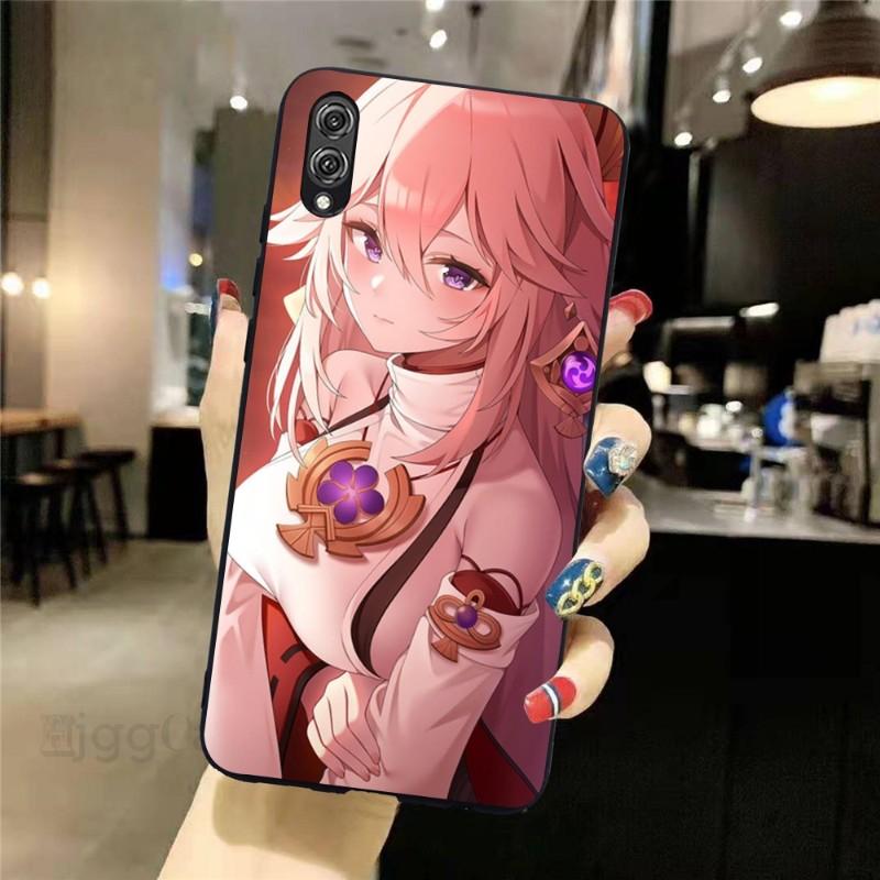 Genshin Impact Yae Miko Phone Case For Honor 70 50 20 7S X9 X8 X7 Magic 4 3 Pro Soft Black Phone Cover