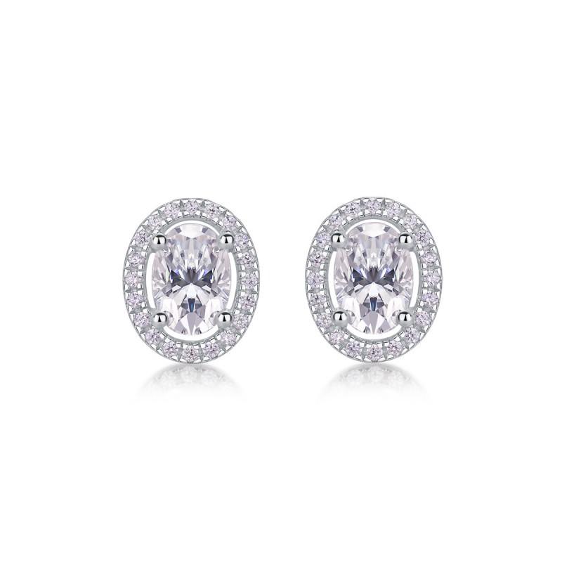 Minimalist Luxury Moissanite Stud Earrings Women Six-Prong Setting Sterling Wedding Fashion Jewelry