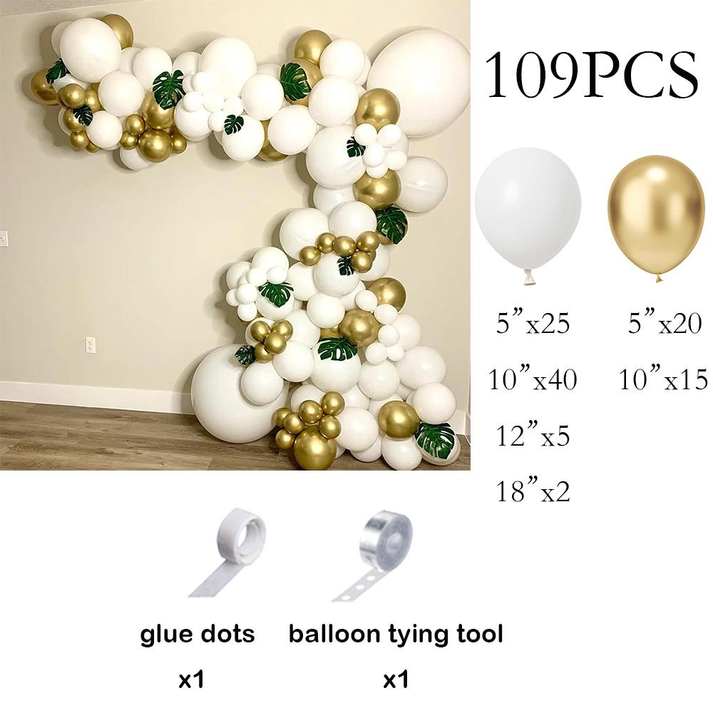 

109pcs Wedding Balloons Garland White Gold Balloon Arch Kit Wedding Anniversary Bridal Shower Birthday Party Decoration Globos AS Picture