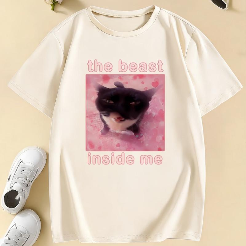 

Fashion Top The Beast Inside Me Cat Meme Print T Shirts Cartoon Kids Children s T-shirt Boys Girls Summer Spring Casual Top Tee 4XL хакі
