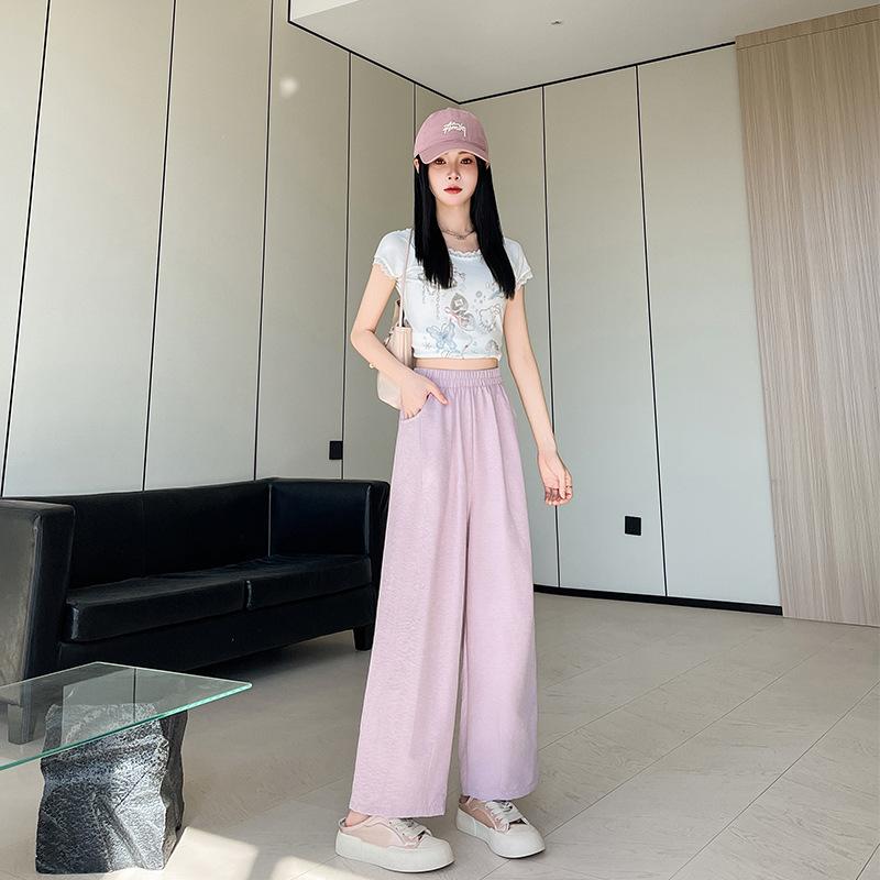 Milk husband pants women's Yamamoto small wide-leg pants summer thin drape casual ice silk grandma pants radish pants