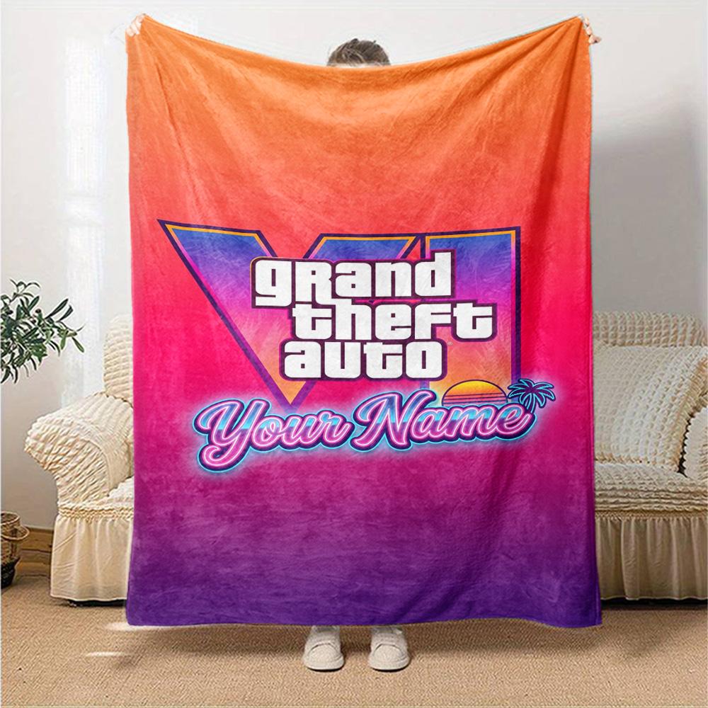 Grand Theft Auto Personalized Name Blanket Lightweight Personalized Blanket Soft & Cozy Versatile for Living Room Office Chair Picnics Sofa