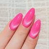 Fire Dragon Fruit Color French Glass Beads Cat Eye Almond Nails Set