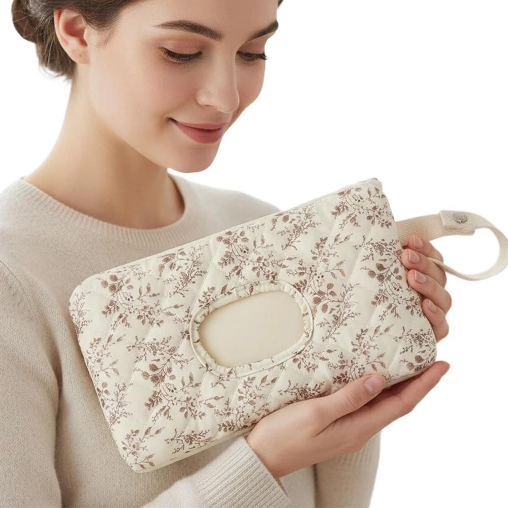 Floral Design Wet Tissue Storage Bag Portable Hanging Napkin Case  Stroller Use