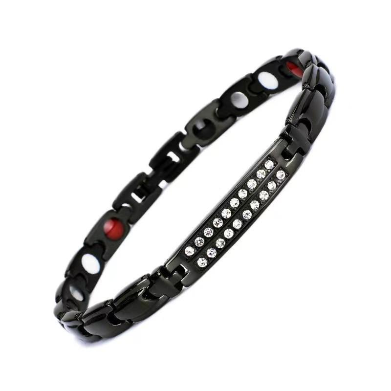 Stainless Steel Cross Bracelet With 18K Gold Vacuum Plating CZ Crystals Men Women Elegant Fashion Jewelry