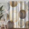 Modern Abstract Shower Curtain,Circle Geometric Pattern Shower Curtain Sets, Mid Century Style Bathroom Curtains Decor Set with