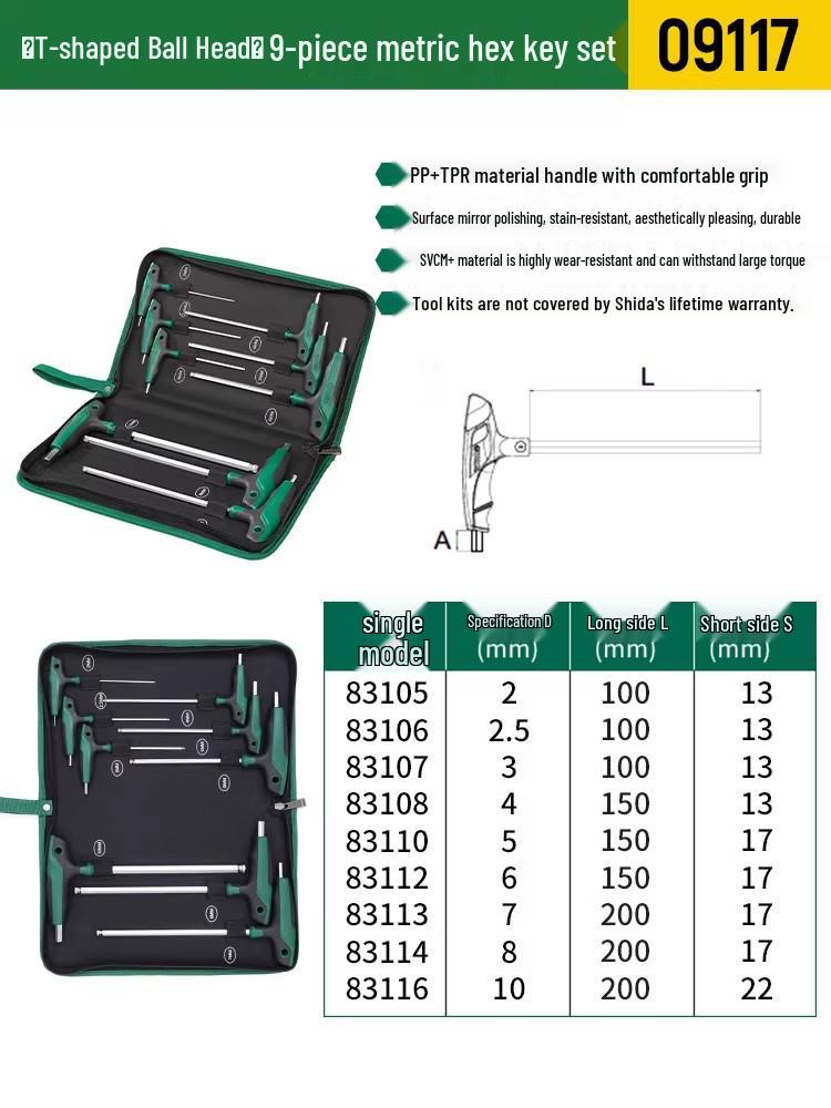 SATA Extra Long Hex & Torx Wrench Set with Ball & Flat Heads