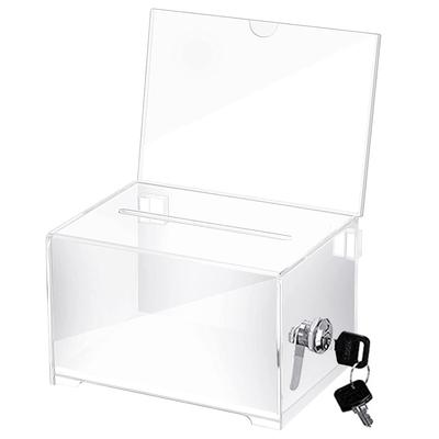 Acryl Suggestiebox met Slot en Bordhouder Loterijticket Houder Kartonnen Loterijdoos voor Fondsenwerving Donatie Stemmen