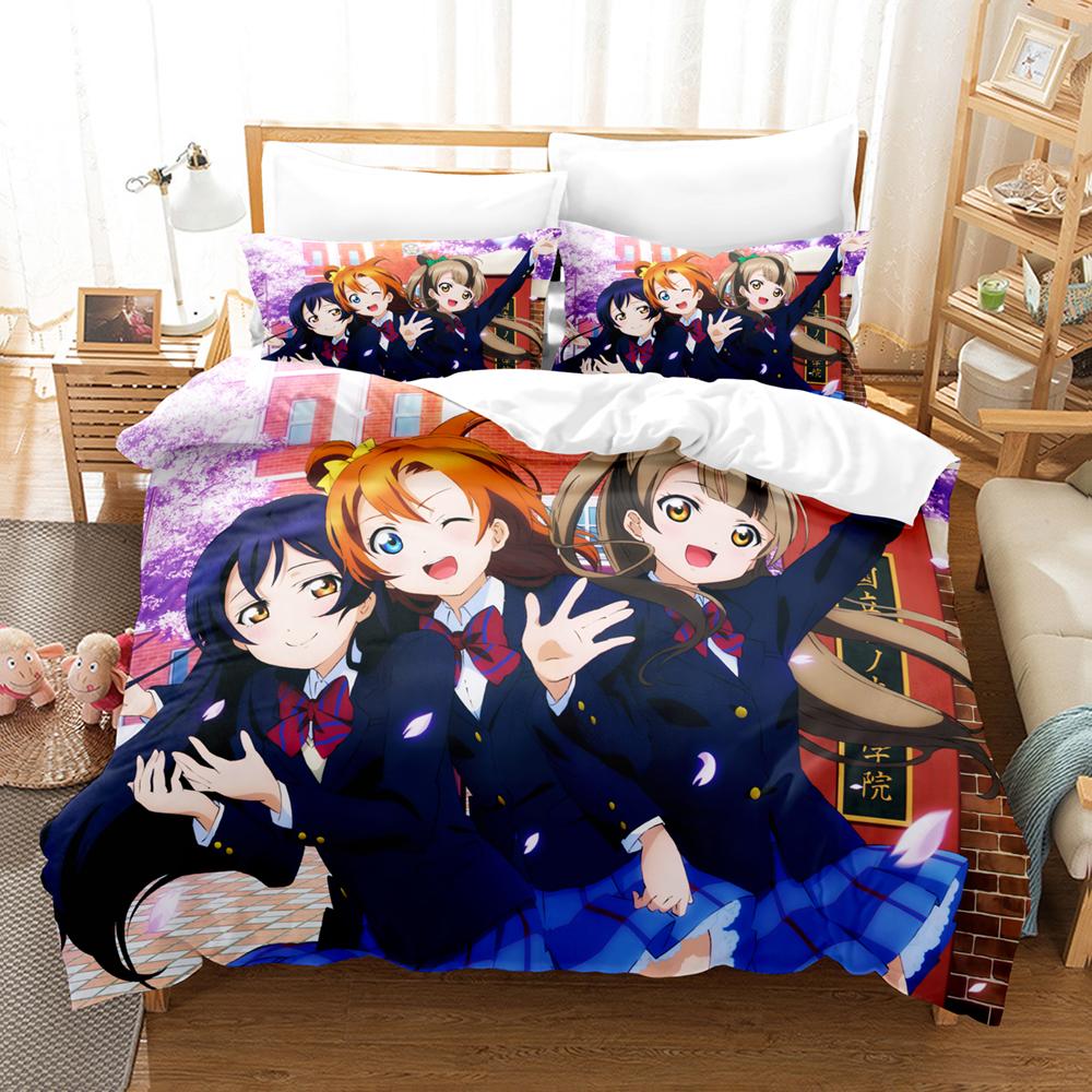 3D Cartoons LoveLive! School Idol Project Bedding Sets Duvet Cover Set With Pillowcase Twin Full Queen King Bedclothes Bed Linen