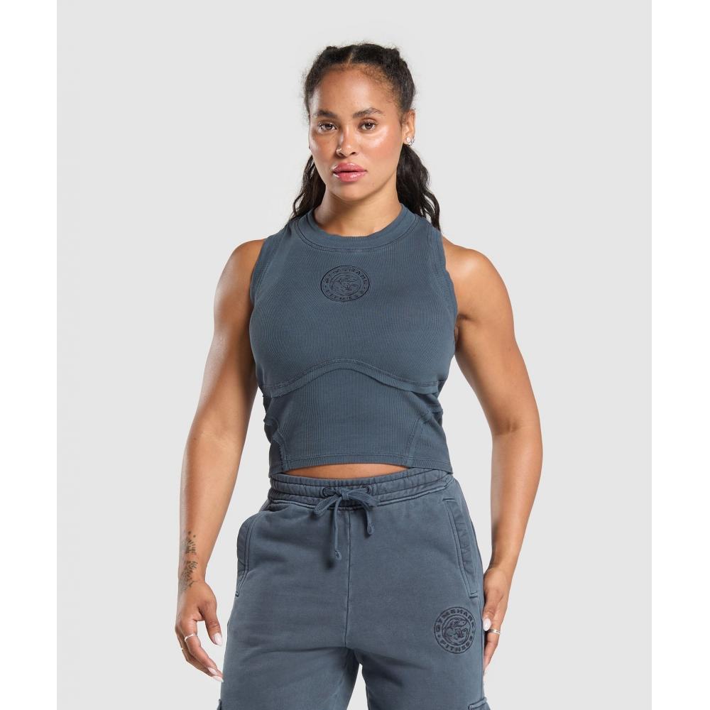 

GYMSHARK Premium Legacy Tank Heavy Blue пигментный краситель B1C5Q UC0C XXS