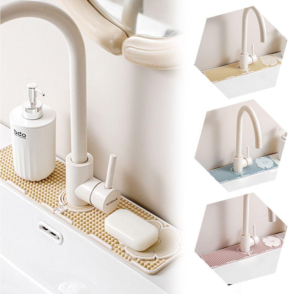 Durable Foldable Faucet Drain Pad Silicone Splash Proof Faucet Mat Faucet Water Catcher Mat Bathroom/Kitchen Accessories