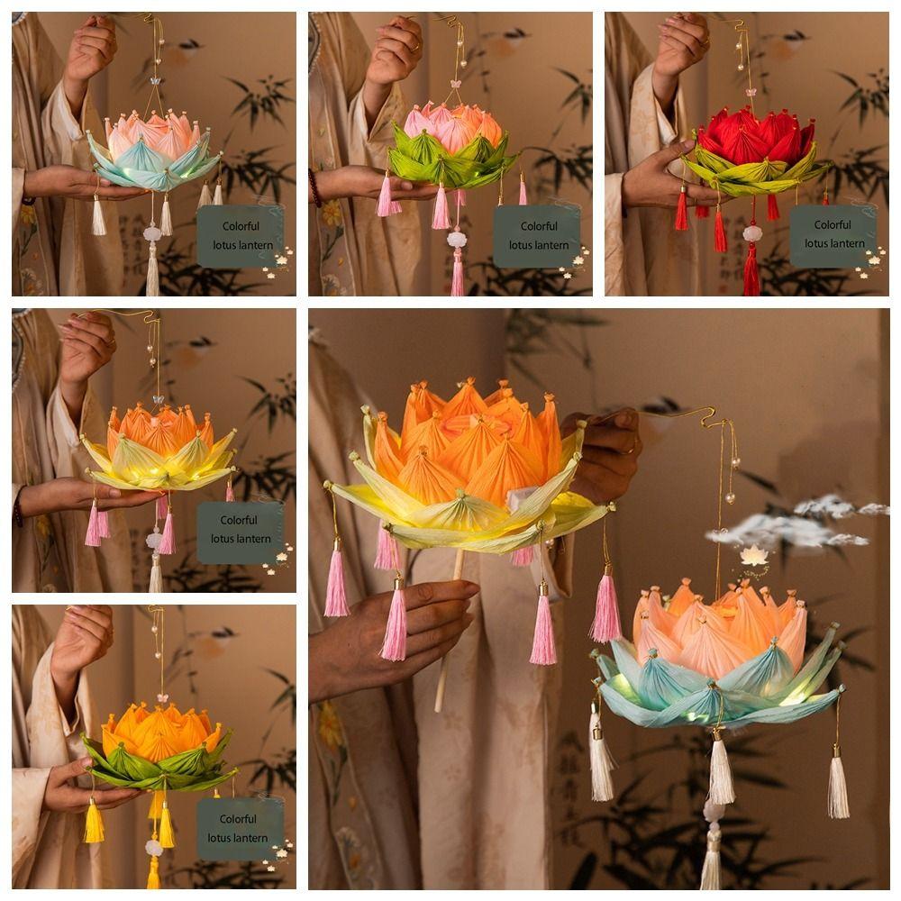 

Glowing DIY Lotus Lantern Hanging Mid-Autumn Festival Lantern Handheld Flower Light Outdoor style 2