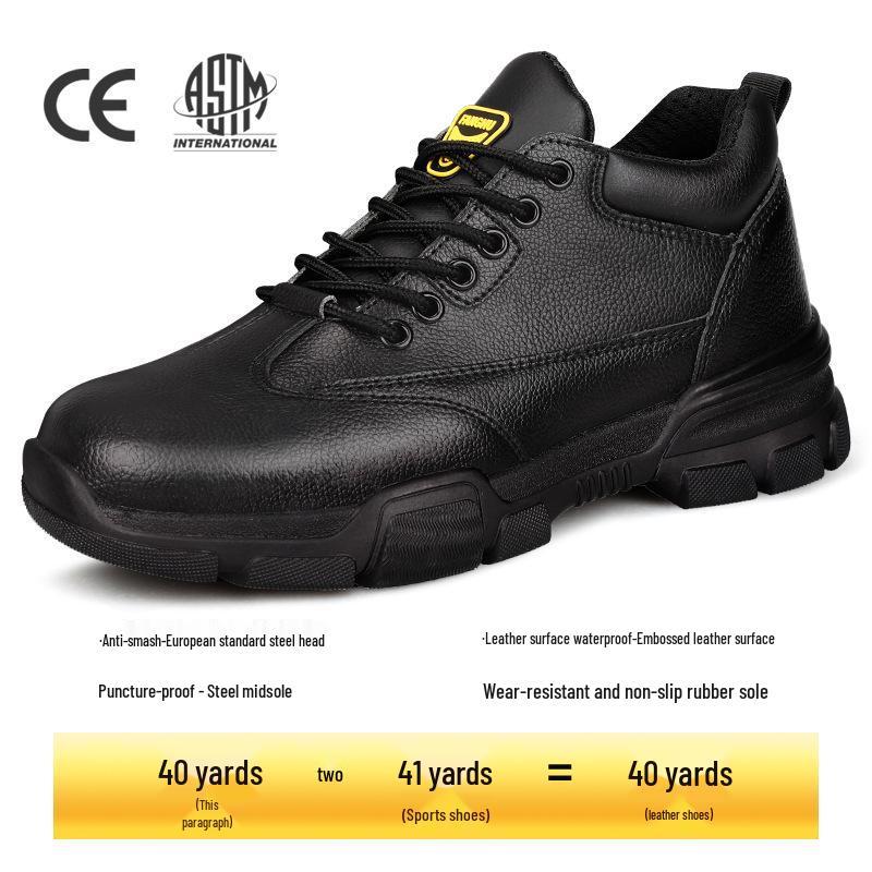 Men's Safety Work Shoes, Anti-Smash, Puncture-Resistant, Non-Slip, Wear-Resistant, Lightweight Rubber Soles