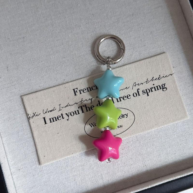 Xiaohongshu Girl Heart Cute Jelly Five Pointed Star Love Phone Case Pad Keychain Pendant Hanging Accessories Chain Trend