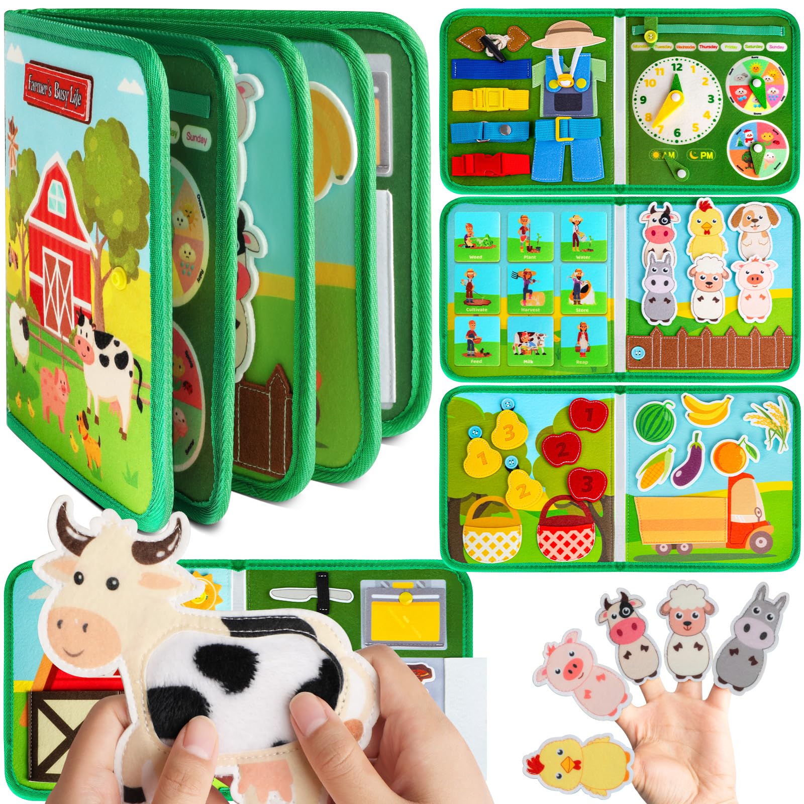 Felt Learning Board Kids Toddlers Interactive Animal Farm Educational Quiet Book Toy Gift A
