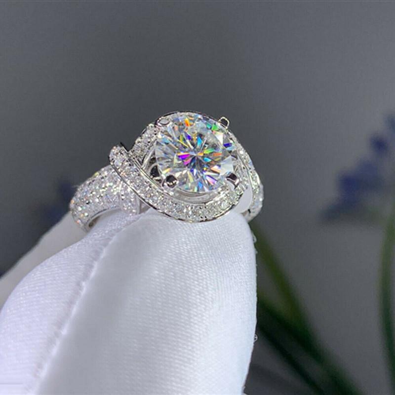 CopperRings Full Paved Cubic Zirconia Luxury Engagement Wedding Rings Anniversary Party Elegant Female Jewelry